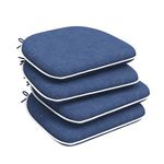 DYTXIII Set of 4 Outdoor Chair Cushions with Ties,Water Repellent Patio Chair Pads 17"x 16" for Outdoor Furniture,Round Corner Seat Cushions for Garden Yard Kitchen Textured Navy