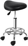 Artiss PU Salon Stool, Bar Stools Swivel Lounge Drafting Chair Piano Guitar Seat Barber Chairs Outdoor Spa Indoor Home Office Kitchen Furniture, Adjustable Height Hydraulic Lift Black