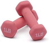 Amazon Basics Neoprene Coated Dumbbell Hand Weight Set, 0.5kg / 1lbs, Pink - Set of 2