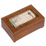 Cottage Garden A True Friend Rich Walnut Finish with Brushed Gold Rose Trim Petite Rose Petite Music Box - Plays Song What a Friend We Have in Jesus