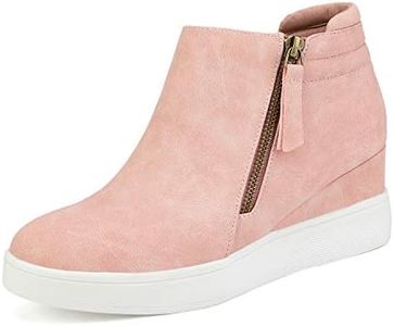 DREAM PAIRS Womens Pink Casual Platform Wedge Sneaker Booties Size 7.5 M US Wedge-Snkr-2, Pink-2