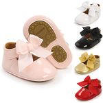 Meckior Infant Baby Girls Soft Sole Bowknot Princess Wedding Dress Mary Jane Flats Prewalker Newborn Light Baby Sneaker Shoes