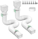 Ogutter Rain Gutter Downspout Extensions, Downspout Extender for Rainwater Drainage Flexible, Extendable 58"+66" Down Spout Drain Extension Pipes (2 Pack, White)