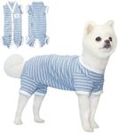 TONY HOBY Female Pet Dog Pajamas Stripes 4 Legged Dog pjs Jumpsuit Soft Cotton Dogs Clothes (XS, Blue+White-Girls)