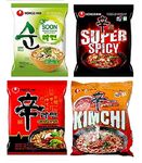 NongShim Shin Ramyun, Red Super Spicy, Kimchi & Veggie Instant Noodles 120 gm *3 Pack and 112 gm X 1 Pack (Pack of 4)