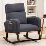 HCHAIRH Nursery Rocking Chairs, Teddy Rocking Chair Nursery, Rocker Glider Chair for Mom Nursing with Side Pocket and High Backrest for Living Room Bedroom, Grey