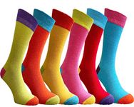 ZombaFlo 6 Pair Diabetic Socks for Men Soft Grip Comfortable Loose Tops cotton Rich Stay Up Socks UK Size 6-11 Multipack (Colourful)