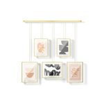 Umbra Exhibit Picture Frame Gallery Set Adjustable Collage Display for 5 Photos, Prints, Artwork & More (Holds Two 4 x 6 inch and Three 5 x 7 inch Images), Brass