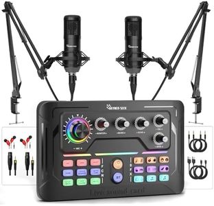 Podcast Equipment Bundle for 2, Audio Mixer with 3.5mm Podcast Microphone, Voice Change DJ Mixer for Live Streaming Singing Gaming (P900)