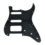 Dopro 11-Hole Strat HSS Guitar Pickguard 2-Screw Humbucking Pickup Mount for American FD Stratocaster Black 3 Ply