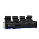 Octane Seating Flex HR Home Theatre Seats - Black Top Grain Leather - Power Recline - Row of 4