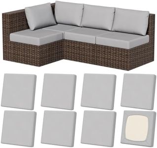 8Pcs Stretch Patio Cushion Covers, Outdoor Couch & Sofa Replacement Slipcovers for Patio Furniture Cushion Covers, Washable Reusable Furniture Protector, Square-Large, Air-Grey