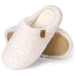 EverFoams Women's Warm Shearling Memory Foam indoor Slippers Anti-Slip Lightweight Breathable Winter House slipper （7-8,Beige）