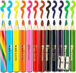 TinyGeeks Jumbo Pencils - NEW 2024-12 Triangle Short Colored Pencils for Kids and Rainbow Pencil + Sharpener - Perfect for Preschool, Toddlers and Beginners + Recommended by Teachers & Experts