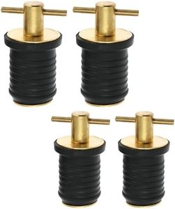 Nayciiy 4pc Boat Drain Plugs - Rubber with Brass/Stainless Steel Handle - Marine Twist Plugs (Brass, 1 Inch)