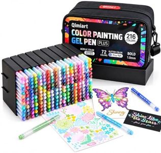 DICEKOO 216 Pack Acrylic Gel Pens for Coloring, Includes 144 Colors Gel Pens & 72 Colors Glitter Pens, 1mm Fine Tip Colored Gel Pens, 50% More Ink, Acrylic Pens for Black Paper, Journaling, Drawing