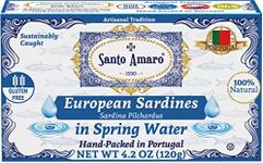 Santo Amaro – Authentic European Sardines in Water, Hand-Packed Canned Sardines Wild Caught Sardines in Water, Sea Salt, 140 Calories, Portuguese Sardines, Low Mercury, 19g Protein, Pack of 6