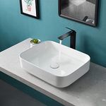 Tysun Rectangle Vessel Sink, 20'' x 16'' Bathroom Sink above Counter, White Bathroom Vessel Sink Porcelain Ceramic Sink Bowl Vanity Sink Art Basin