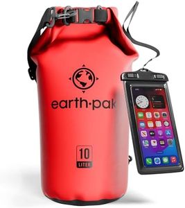 Earth Pak -Waterproof Dry Bag - Roll Top Dry Compression Sack Keeps Gear Dry for Kayaking, Beach, Rafting, Boating, Hiking, Camping and Fishing with Waterproof Phone Case, Red, 10l-2, Travel Backpacks