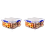 Sistema KLIP IT PLUS Food Storage Container | 5.5 L Square | Stackable & Airtight Fridge/Freezer Food Boxes with Lids | Recyclable with TerraCycle® | BPA-Free Plastic, Clear (Pack of 2)