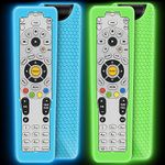 2 Pack Protective Case for DirecTV RC66RX Remote Control,Silicone Cover Remote Controller Skin Sleeve Replacement Protector Compatible with DirecTV RC64 RC65 RC66 IR/RF Remote-Glow Blue,Glow Green