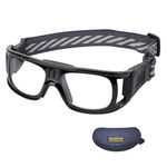 Professional Sports Goggles Glasses Men Women Racquetball Basketball Football Sport Eyewear Protective Glasses Anti-fog Shock Collision Lens Replaceable (Black Frame Black Pad)