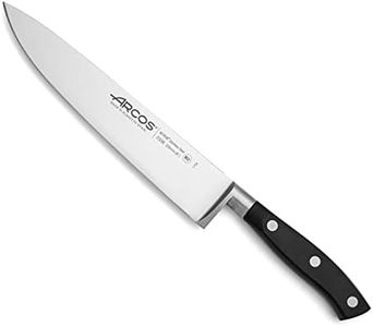 ARCOS Chef Knife 8 Inch Stainless Steel. Professional Cooking Knife for Cutting Fish, Meat and Onion. Ergonomic Polyoxymethylene Handle and 200mm Blade. Series Riviera. Color Black