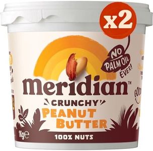 Meridian Crunchy Peanut Butter Spread 1kg Twin Pack (2 x 1kg Tubs) - Vegan, Free From Palm Oil, Made With 100% Nuts, Family Value Pack