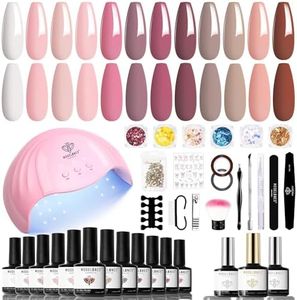 modelones Kit Ongle Gel Uv Complet 48W Lampe, 35 PCS Kit Vernis Semi Permanent Blanc Brun Nude Rose, 12 Couleurs Vernis Gel et Base Top Coat, Manucure Outils Accessoires Kit Manucure Salon DIY Home