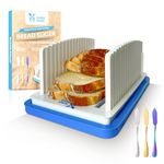 XURIX HOME Modern Bread Slicer for Homemade, Bread Slicer Guide with 3 Butter spreaders, Adjustable Bread Cutter to Different Sizes of Bread with Crumb Tray, Intended for Slicing sourdough Bread