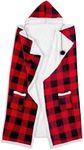 Safdie Wearable Hoodie Blanket in Red & Black Plaid, Oversized Hoodie Blanket, Adult Wearable Blanket, Snuggle Blanket Hoodie, Sweatshirt Blanket, Big Hoodie Blanket, Unique Birthday Gifts Co.