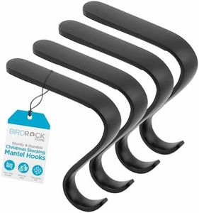 BIRDROCK HOME Christmas Stocking Mantel Hooks - Metal Fireplace Hanger with Non-Slip Pads - Holds Up to 10 lbs - Ideal for Hanging Stockings & Holiday Decor - 4 Pack, Mantel Hooks (Oil Rubbed Bronze)