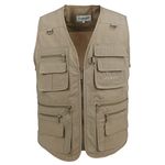 LUSI MADAM Men's Poplin Outdoors Travel Sports Multi-Pockets Work Fishing Vest Large Khaki