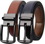 Contacts Men's Genuine Leather Pin Buckle Reversible Belt | Leather Belt for Men Classic Designs for Work & Business Casual (19-Black|Brown)…