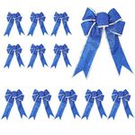 Gardeningwill 12pcs Luxury 8 Inch Blue Glitter Artificial Christmas Bowknot Xmas Tree Wreaths Decor Xmas Gift Box Packaging Decoration Ornament