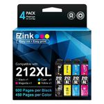 E-Z Ink (TM) Remanufactured Ink Cartridge Replacement for Epson 212XL T212XL 212 XL T212 to use with XP-4100 XP-4105 WF-2830 WF-2850 Printer (1 Black, 1 Cyan, 1 Magenta, 1 Yellow, 4 Pack)