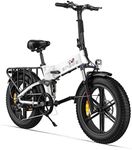 ENGWE Folding Electric Bike 250W E-Bike Adult, 20"×4.0" With Thick Off-Road Tyres, 48V 13Ah Replaceable Lithium Battery Range Up To 120KM, 25KM/H 7-Speed Full Suspension Ebike (White)