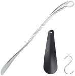 26 Inch Shoe Horn Long Handle for Seniors Metal Shoehorn Large Handled Shoe Horns Men Women Gift for Older Solid Heavy Duty with 6.3'' Travel Shoe Spoon