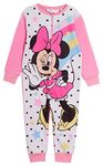 Disney Minnie Mouse Onesie for Girls Pyjamas All in One Kids Fleece Pjs Zipped Loungewear Childrens Nightwear Pink