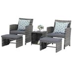 OC Orange-Casual 5-piece Patio Furniture Set, Wicker Outdoor Rattan Conversation Set with Coffee Table, Ottomans & Soft Cushions for Balcony, Poolside, Porch