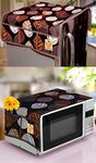 KANUSHI Industries® 1 Pc Fridge Covers/Refrigerator Cover + 1 Pc Microwave/Oven Cover for Top (Color- Brown)(COPY-FRI+MICRO-LONG-LEAVES-BROWN)