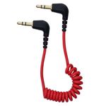 TRS to TRS Spring 3.5mm Cable Coiled Microphone to Camera Red Color for VIDEOMIC GO Video Micro-Type Mics