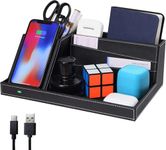 Topmade Fast Wireless Charger with Desk Organizer USB Charging Station,Wireless Charging Station, Desk Storage,for iPhone 15/14/13/12/Xs MAX/XR/XS/X/8, Samsung S10/S9/S9+/S8/S8+ and More(Black)