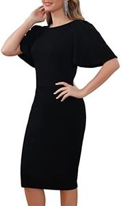 Aphratti Black Funeral Dresses for Women Work Party Church Outfit Short Sleeve Spring Formal Cocktail Dress Black X-Large