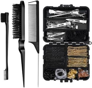 Teenyyou 160 Pcs Hair Pins Kit Dance Stuff Cosmetology Kit with Slick Back Hair Brush Set and Storage Box, Hair Accessories Kit with Edge Bristle Brush Rat Tail Comb for Women Dance Cheerleading