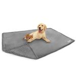 PetAmi WATERPROOF Dog Blanket for Bed, XL Dog Pet Blanket Couch Cover Protector, Sherpa Fleece Leakproof Blanket for Crate Kennel Sofa Furniture Queen Bed Protection Reversible Soft 90x90 Light Grey