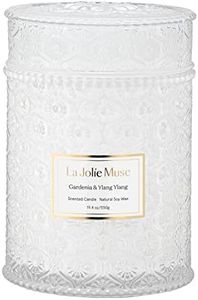 La Jolíe Muse Scented Candle Gardenia & Ylang Ylang Candle Gifts for Women, 19.4Oz /550g Large Glass Jar Candles Natural Soy Wax Candle for Home, 90 Hours Long Burning Time
