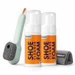 DINEDUST Quick Shoe Cleaning Kit - 150ml Shoe Foam Cleaner & Medium Bristle Brush | Sneaker, Sports & Canvas Shoe Stain Remover Foam Spray | White Shoe Cleaner Kit (2 foam+brush+cloth)