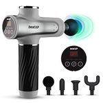 beatXP Bolt Go Massage Gun |Body Massager |Touch Display- Percussion Gun Back Massager for Men & Women with 4 Attachments (4000mAh Battery) & up to 12 Months Warranty by beatXP (Metallic Silver)