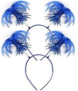 Sunshane 2 Pack Blue Ponytail Headband Feathers Head Bopper Party Accessory for Costume Party School Festivals